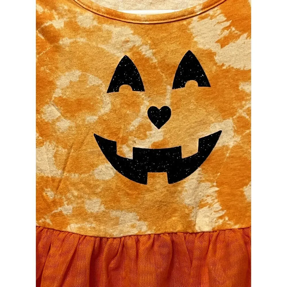 Jumping Beans Orange Tie Dye Jack O Lantern Dress Size 3T